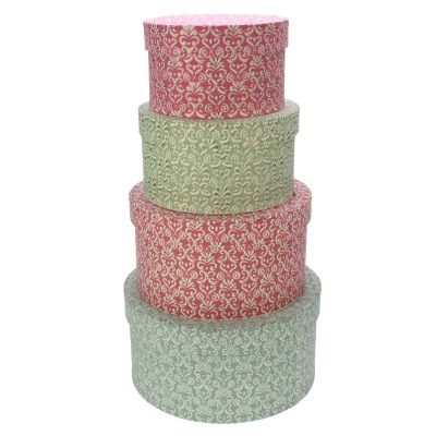 Meander Geschenkbox 4-er Set rosa und t&uuml;rkis