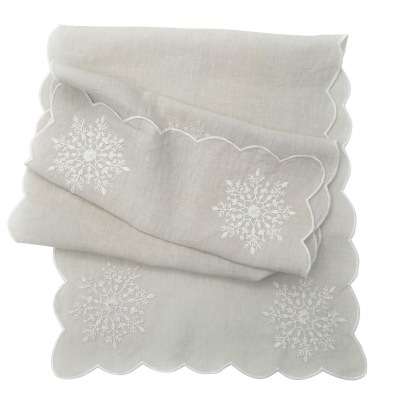 JUST PURE LINEN Tischl&auml;ufer Ornament 36x180 cm