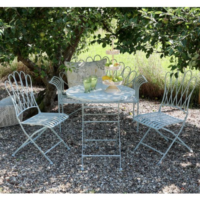 Bank Tisch 2 St&uuml;hle Set Normandie blau